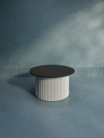 Журнальные столики, Стол круглый журнальный с белым металлическим подстольем TRUBIS Wood M 80 