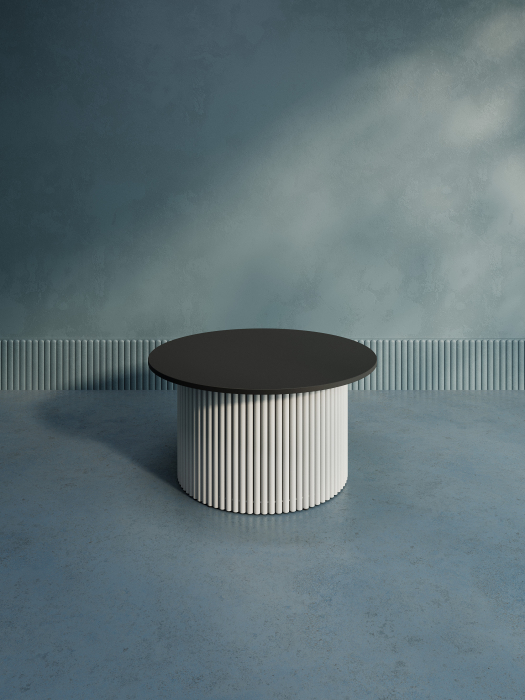 Журнальные столики, Стол круглый журнальный с белым металлическим подстольем TRUBIS Wood M 80 