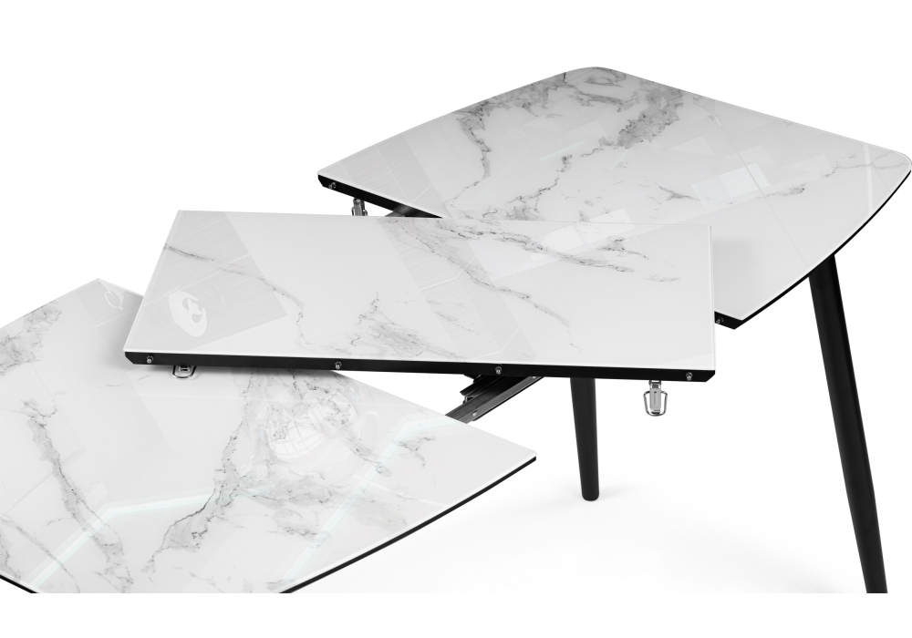 Обеденные столы, Стол Эмма (вставка стекло / черный / черная шагрень)