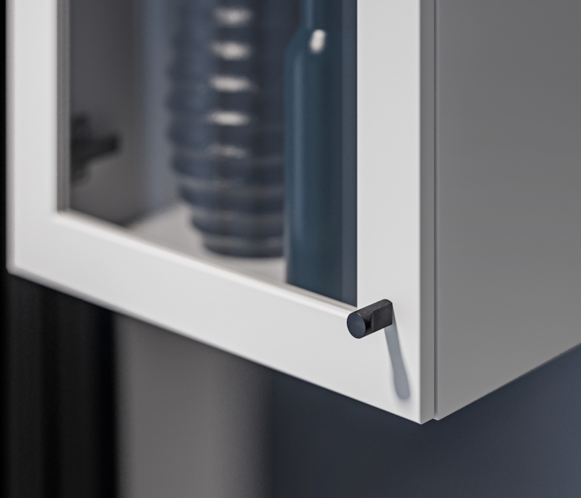 Настенные полки, Твин СБ-3383 Полка Белая с фасадом со стеклом