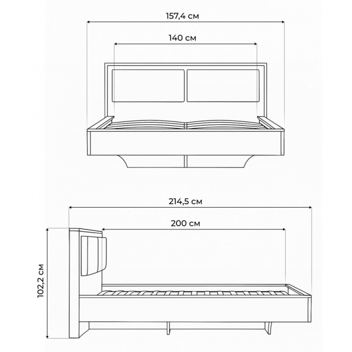 Мягкая кровать, Полутороспальная кровать Клауд парящая 140х200