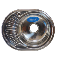 Кухонные мойки, Мойка овал 45х57 (0,6) прав, с сифоном