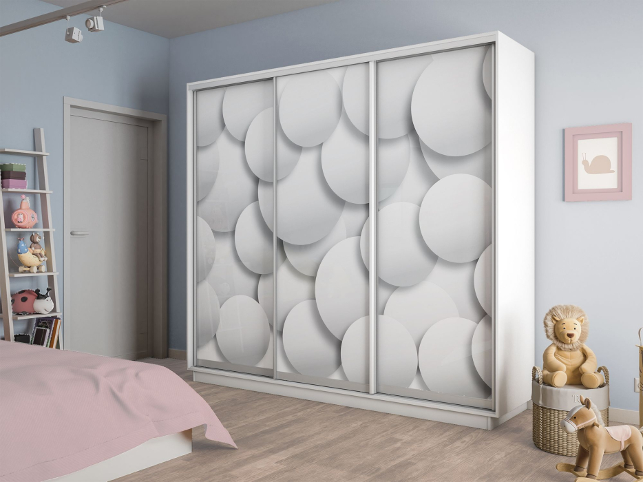 Шкафы-купе 3-х дверные, Шкаф-купе Экспресс 3-х дверный Фотопечать Шары Стекла 210х60х240