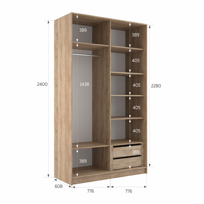 Шкафы-купе 2-х дверные, Шкаф-купе Эста 2-х дверный ДСП/Стекла фисташка/Доводчик 160х66х240