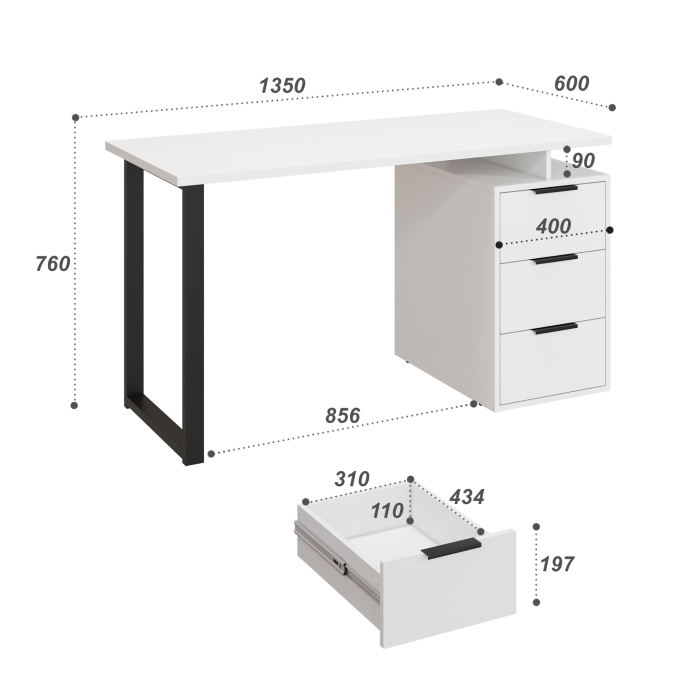 Прямые, Стол письменный С-406