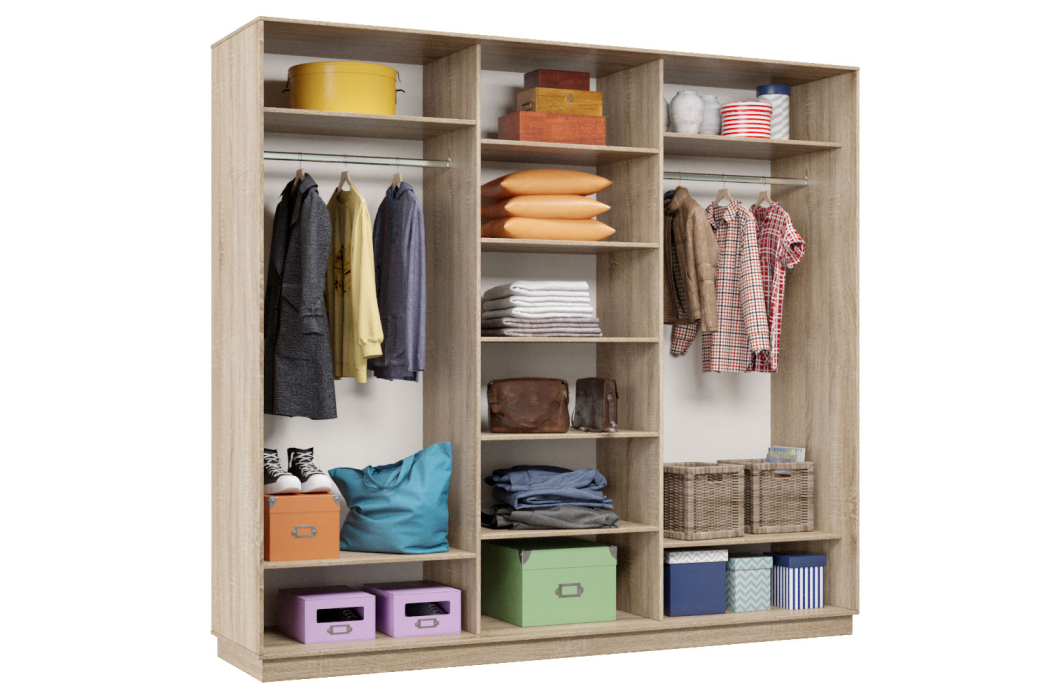 Шкафы-купе 3-х дверные, Шкаф-купе Премьер Лайт 56 (11;08;11) трехдверный