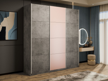 Шкаф-купе Прайм Широкий 3-х дверный ДСП/Стекла пудра/Доводчики 240х57х230