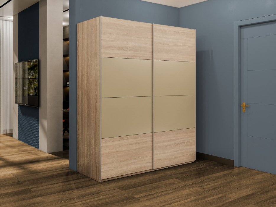 Шкафы-купе 2-х дверные, Шкаф-купе Эста 2-х дверный ДСП/Стекла фисташка/Доводчик 180х66х240