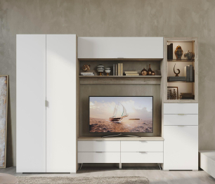 Тумба Анима ТБ-3002, дуб серый, белый