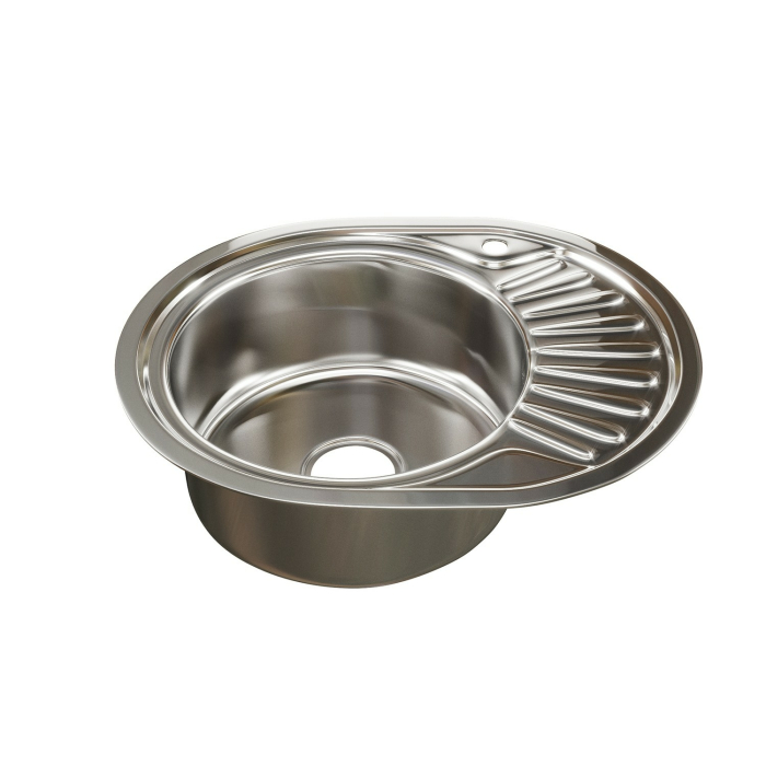 Кухонные мойки, Мойка овал 45х57 (0,8) лев, с сифоном ДЕКОР