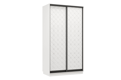 Шкаф-купе Премьер 12 (01РБ;01РБ) фасады ромб белый/двухдверный/Профиль чёрный муар