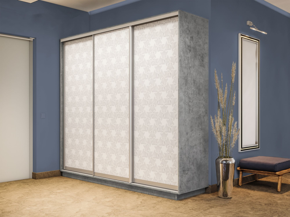 Шкафы-купе 3-х дверные, Шкаф-купе Экспресс 3-х дверный Фотопечать Калейдоскоп Стекла 210х60х220