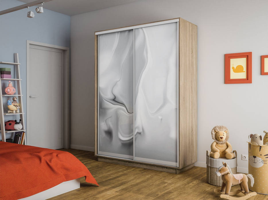 Шкафы-купе 2-х дверные, Шкаф-купе Экспресс 2-х дверный Фотопечать Шелк Стекла 120х60х220