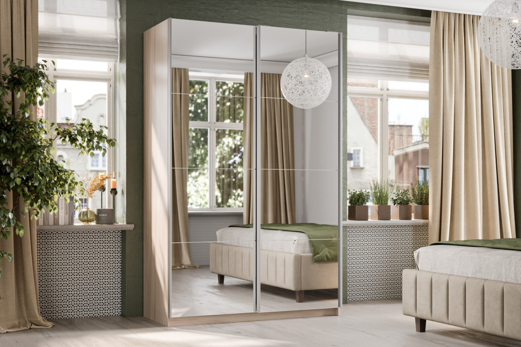 Шкафы-купе 2-х дверные, Шкаф-купе Smart 1224 2х дверный (фасады зеркало) профиль серебро