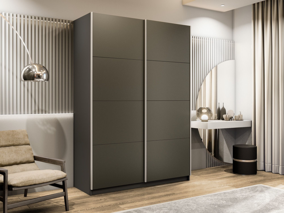 Шкафы-купе 2-х дверные, Шкаф-купе Прайм 2-х дверный Стекла хаки/Доводчики 120х57х230