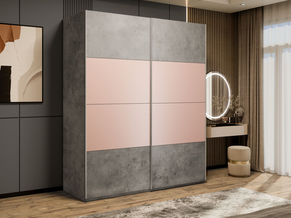 Шкафы-купе 2-х дверные, Шкаф-купе Эста 2-х дверный ДСП/Стекла пудра/Доводчик 200х66х240