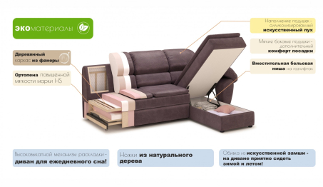 Бергамо угол правый с оттоманкой