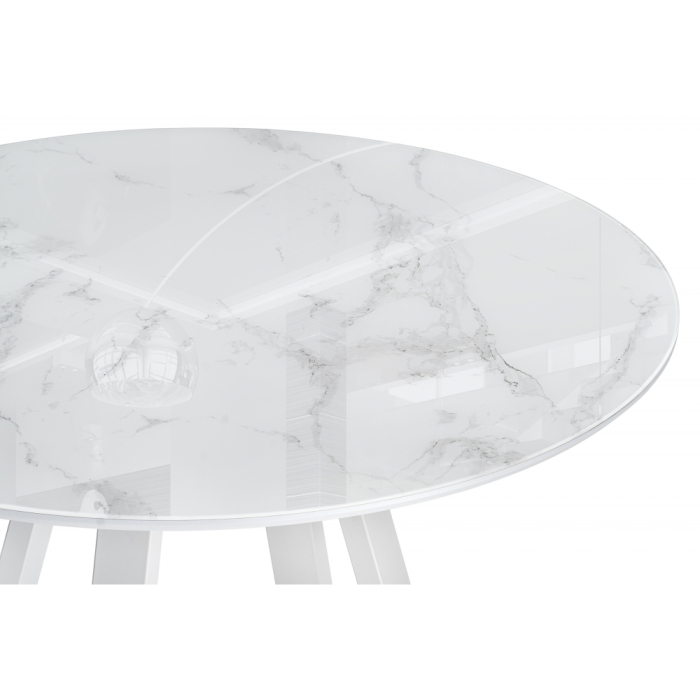 Обеденные столы, Стол стеклянный Норфолк 100х78 (белые ноги)