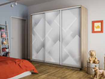 Шкаф-купе Экспресс 3-х дверный Фотопечать Квадрат Стекла 210х45х220