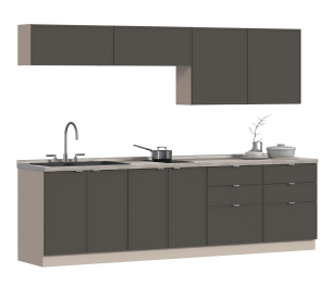 Кухонный гарнитур Регина Квадро Песочный / Базальт 2,8 м