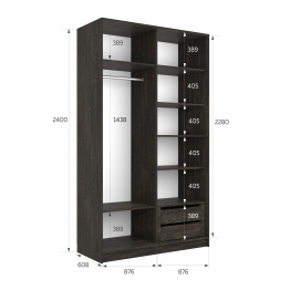 Шкаф-купе Эста Стекло белое+Стекло белое 180х66х240