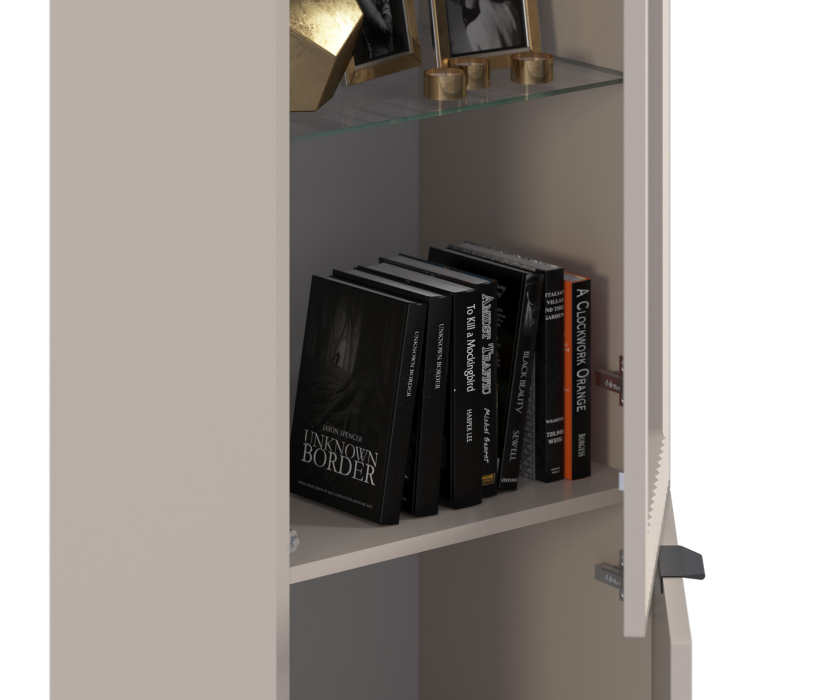 Стенки для гостиной, Набор для гостиной с двумя витринами Турин Кашемир серый/МДФ Кашемир