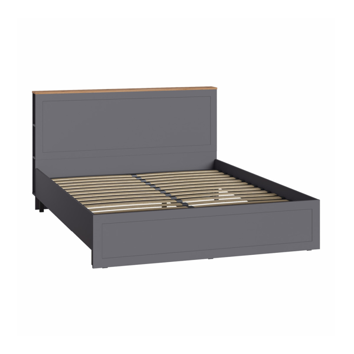 Кровати 160 см, Кровать Остин 11.53, серый графит, дуб золотой крафт