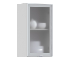 Навесные, Регина РП-40 Полка Белый/Витрина алюминий Белый глянец/стекло Сатин