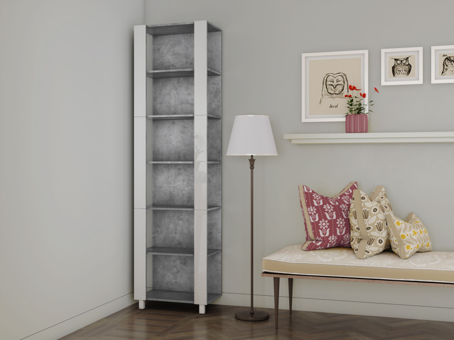 Открытые, Стеллаж модульный Универсальный 35х60х220 Белое стекло