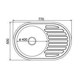 Мойка овал 50х77 (0,6) лев, с сифоном