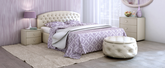 Кровать с мягким изголовьем Пальмира, база, экокожа, 160*190