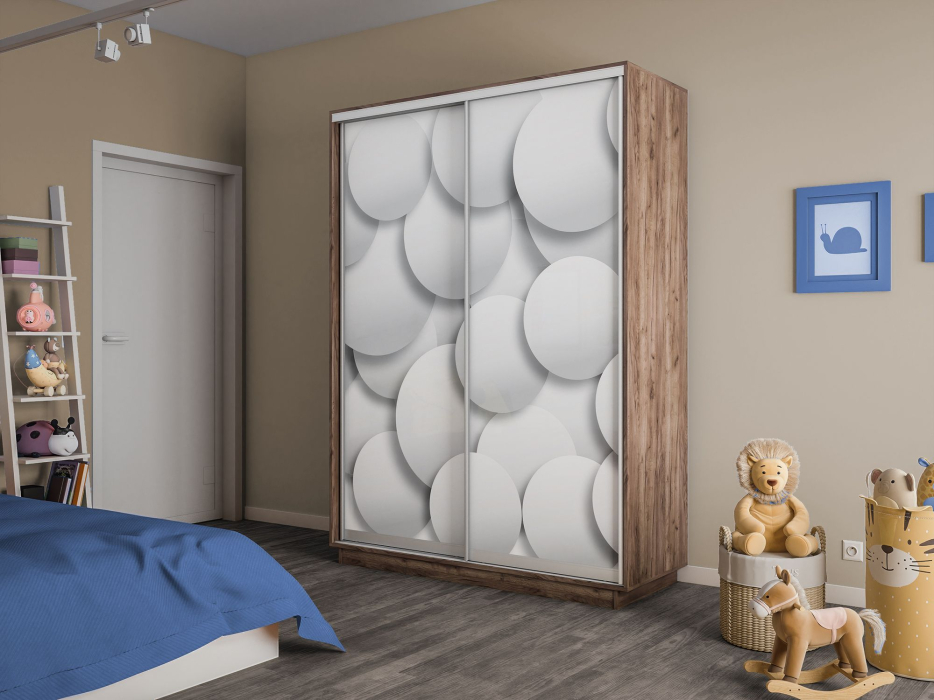 Шкафы-купе 2-х дверные, Шкаф-купе Экспресс 2-х дверный Фотопечать Шары Стекла 120х45х220