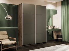 Шкафы-купе 2-х дверные, Шкаф-купе Прайм 2-х дверный Стекла хаки/Доводчики 120х57х230