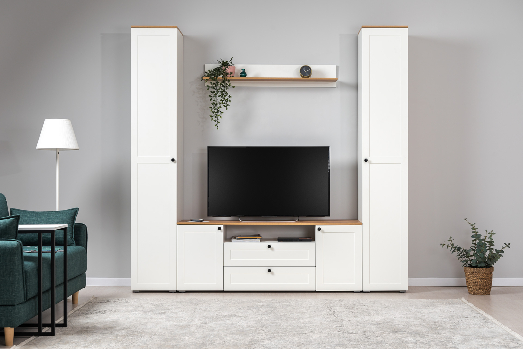 Шкафы распашные, Шкаф Остин 16.307, белая шагрень, дуб золотой крафт