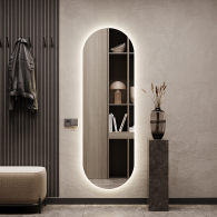 Зеркала в спальню, Зеркало с нейтральной подсветкой GENGLASS NOLVIS NF LED L, с проводом 56х176 см