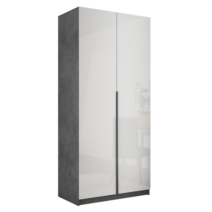 Шкафы распашные, Шкаф распашной Е1 Локер 101x52.5x220 см, с белым стеклом и модулем