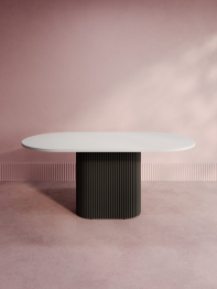 Стол овальный обеденный с металлическим черным подстольем 180*90*75