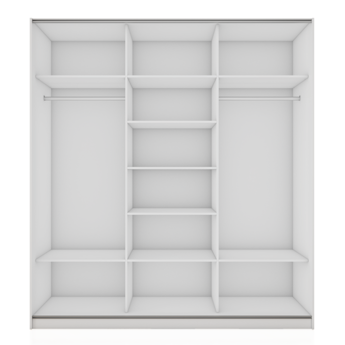 Шкафы-купе 3-х дверные, Шкаф-купе Прайм 3-х дверный Стекла белые/ДСП/Доводчики 210х57х230