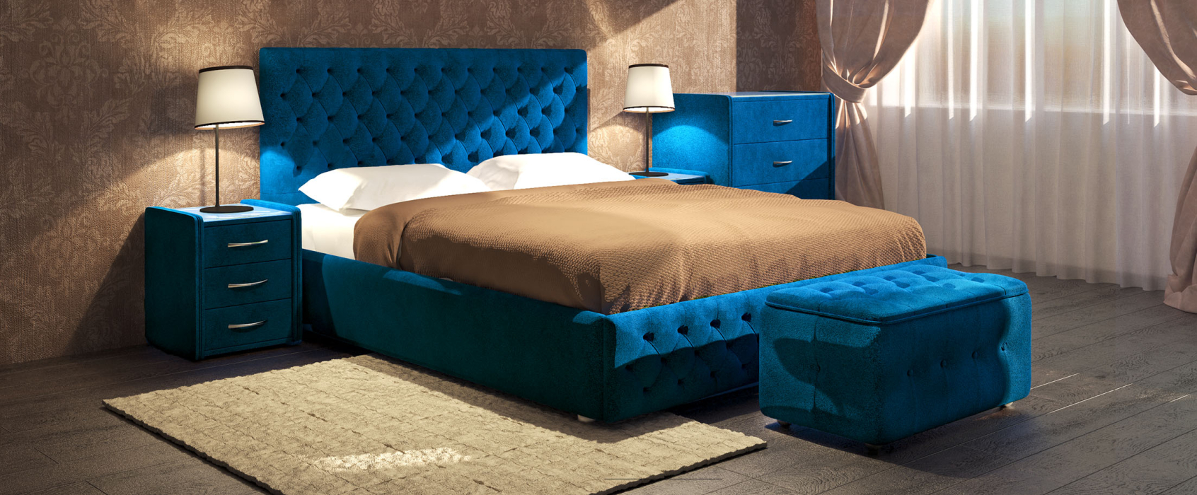 Двуспальные, Кровать с мягким изголовьем Купол Тысячелетия 180*200 база, (велюр )