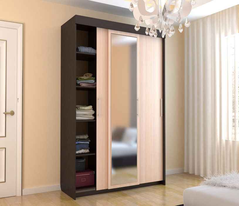 Шкафы-купе 3-х дверные, Шкаф-купе шк-20 3-х дверный с зеркалом