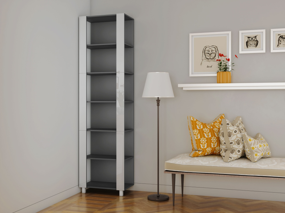 Открытые, Стеллаж модульный Универсальный 35х60х220 Белое стекло