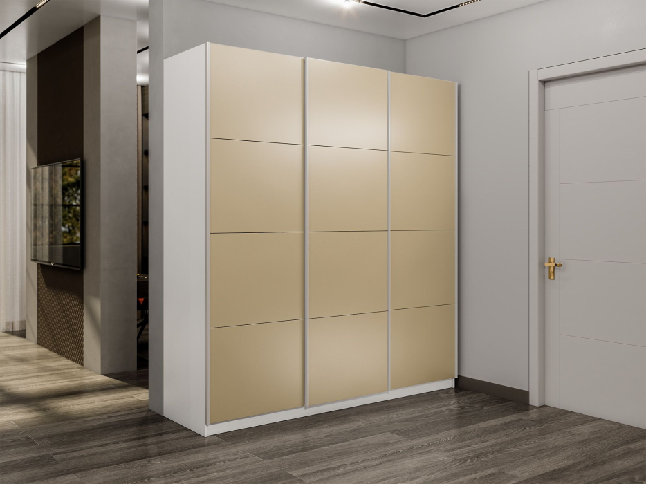 Шкафы-купе 3-х дверные, Шкаф-купе Прайм Широкий 3-х дверный Стекла фисташка/Доводчики 240х57х230
