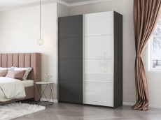 Шкафы-купе 2-х дверные, Шкаф-купе Прайм 2х дверный ДСП/Белый Глянец 160х57х230