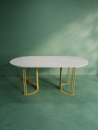 Стол овальный обеденный с золотым металлическим подстольем VIOLUR 180