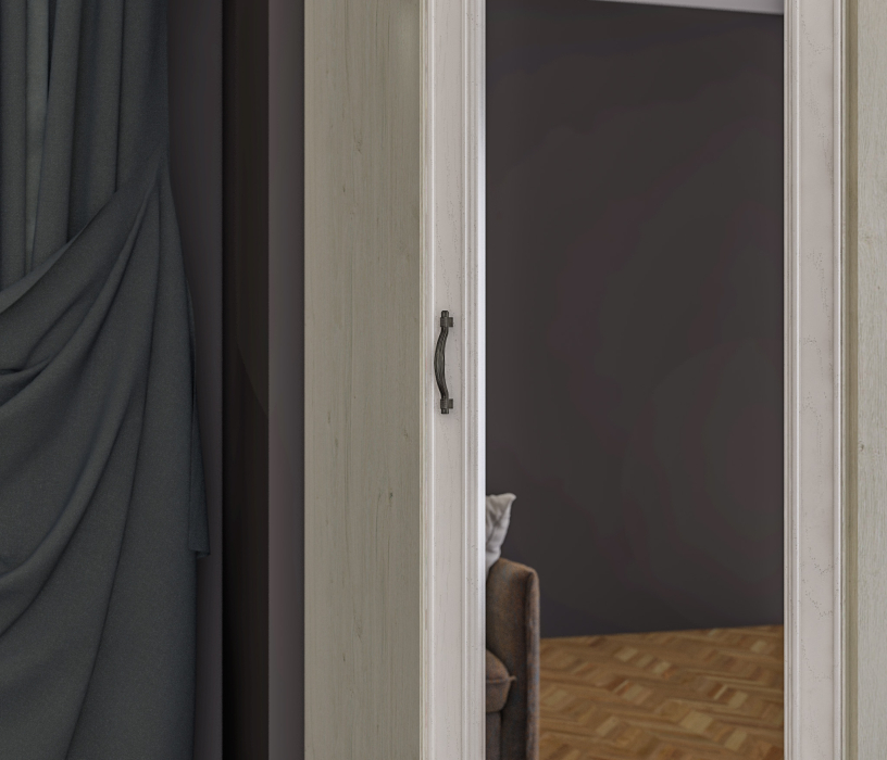 Для одежды, Шкаф угловой Гранд / Ливерпуль СБ-3513 Дуб Приморский Белый/МДФ Классика Светлый