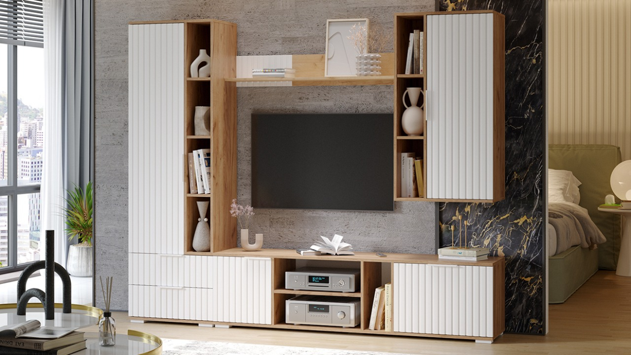 Хилтон, дуб крафт золотой, белый матовый